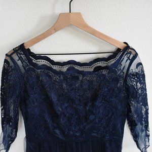 Ewheat Lacy Blue Dress